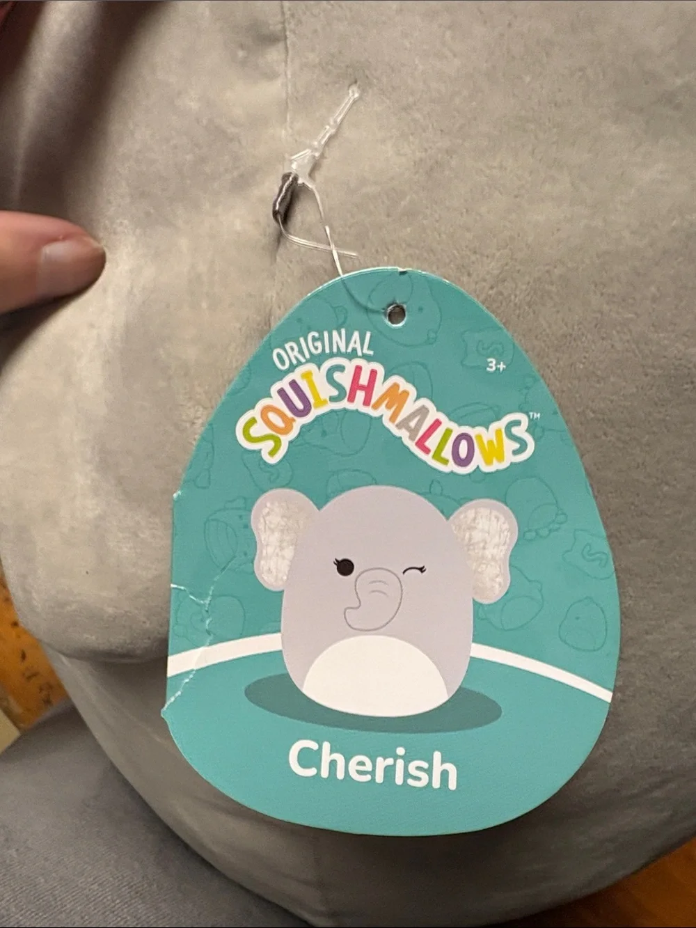 Cherish Gray Elephant Plush Pillow - Winking Elephant Plush